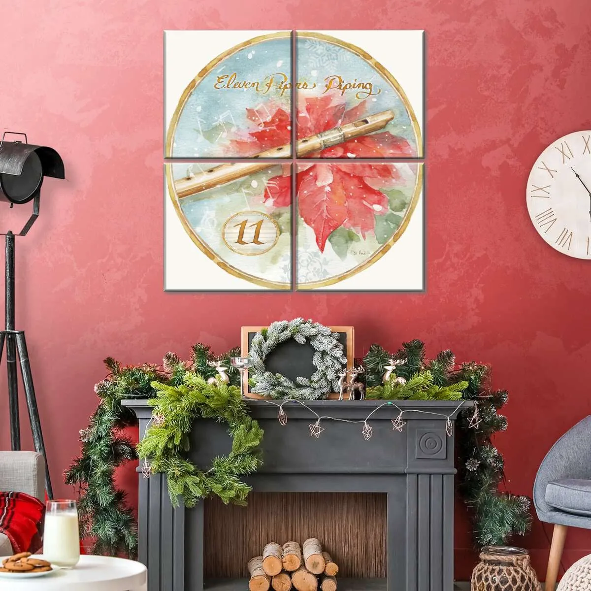 12 Days Of Christmas XI Round Wall Art