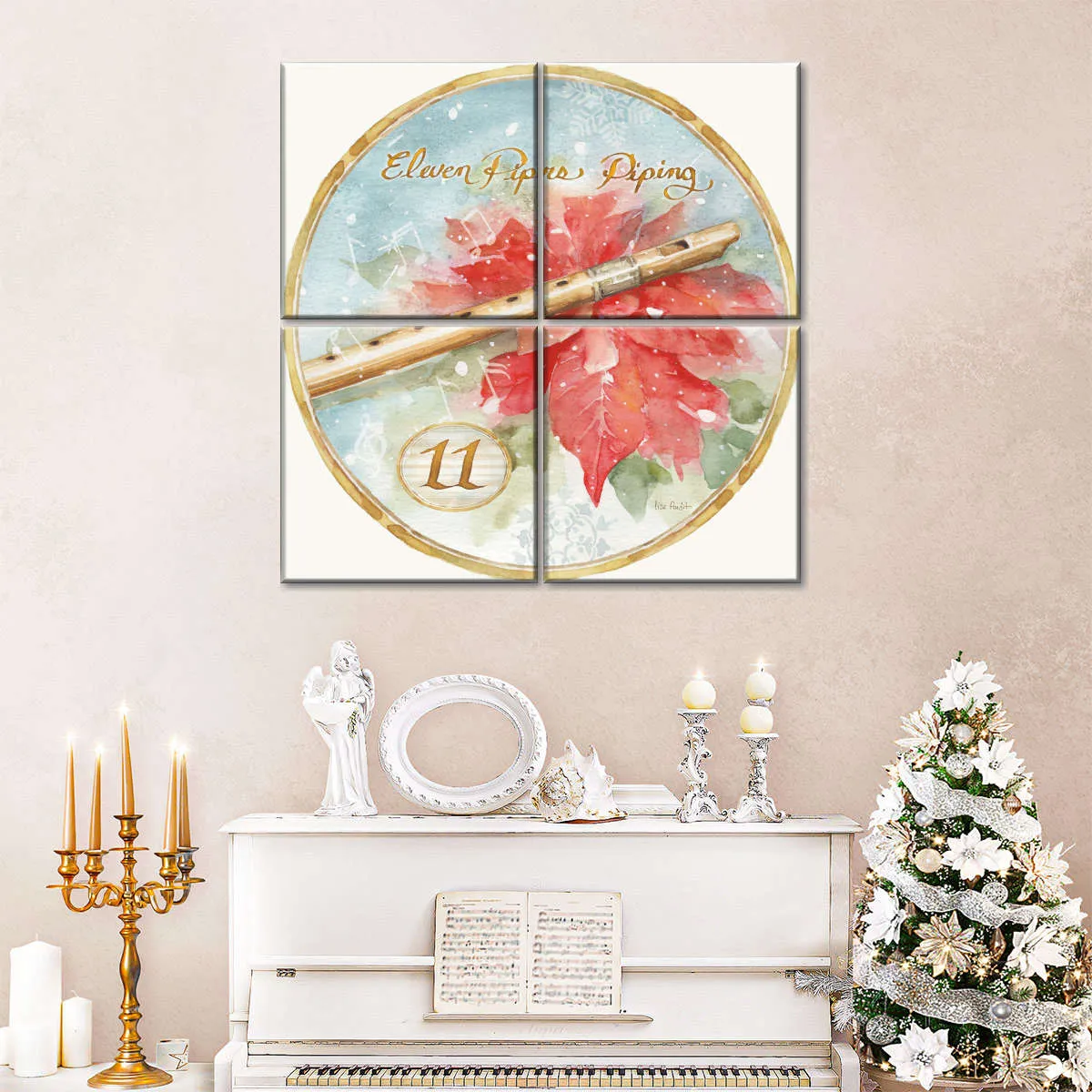 12 Days Of Christmas XI Round Wall Art