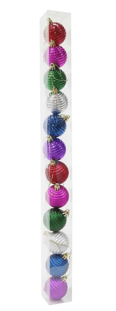 12pk Swirl Carnival Baubles (5cm)