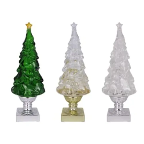 14-Inch Sparkling LED Glitter Christmas Trees - Decorative Holiday Accents