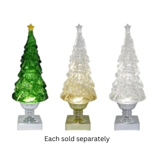 14-Inch Sparkling LED Glitter Christmas Trees - Decorative Holiday Accents