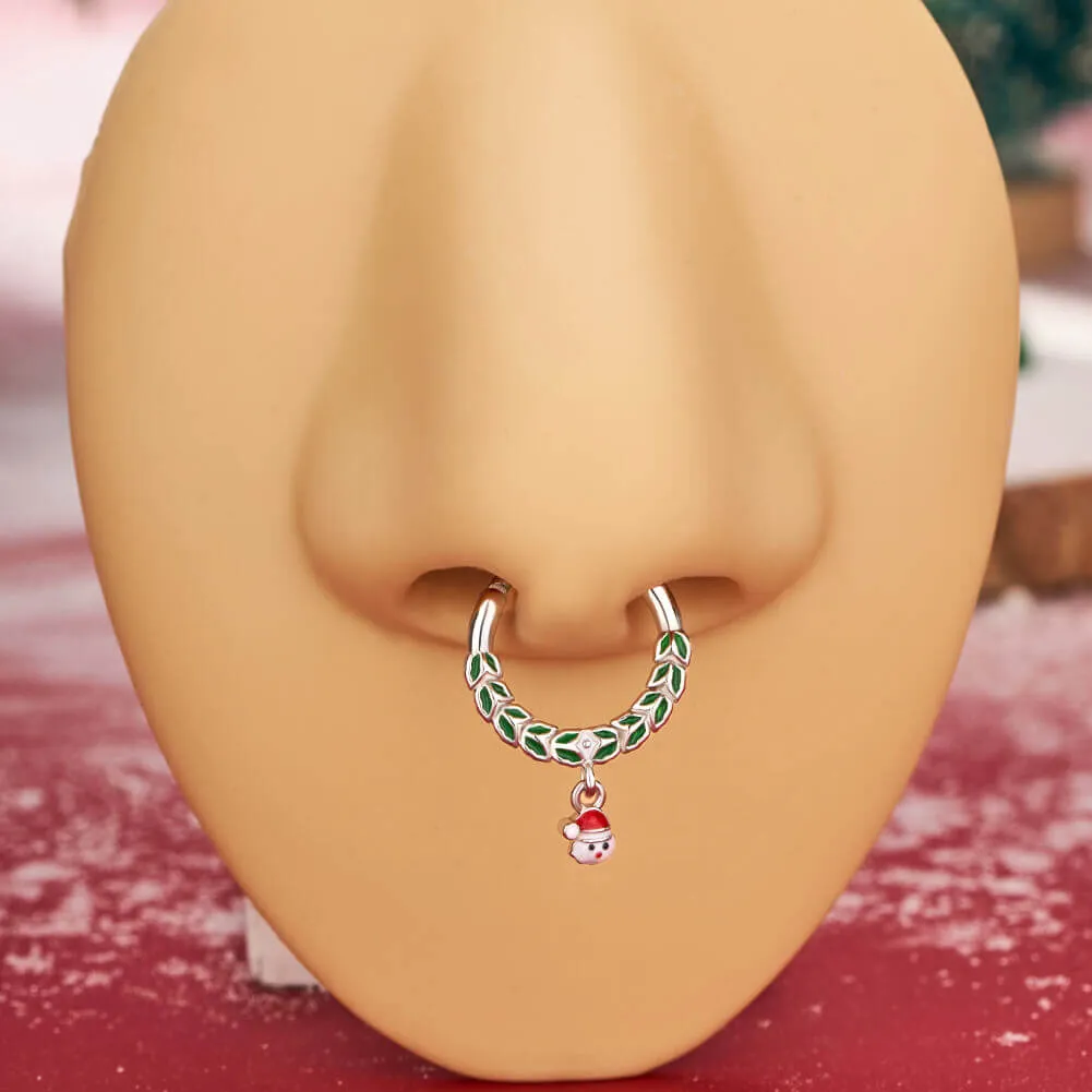 16G Christmas Santa Claus Hinged Segment Septum Ring