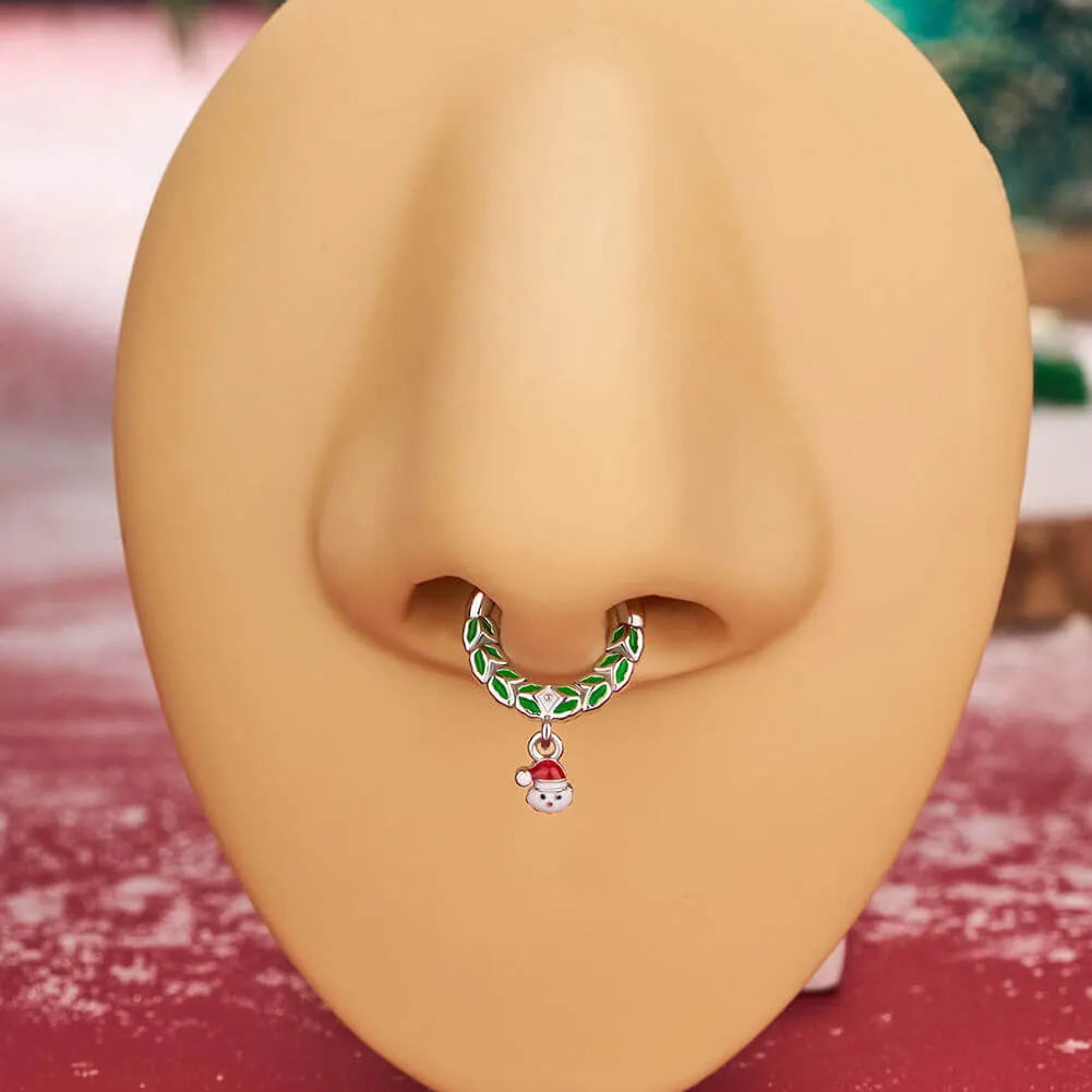 16G Christmas Santa Claus Hinged Segment Septum Ring