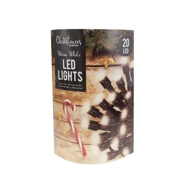 20 Led String Lights B/o Bright White