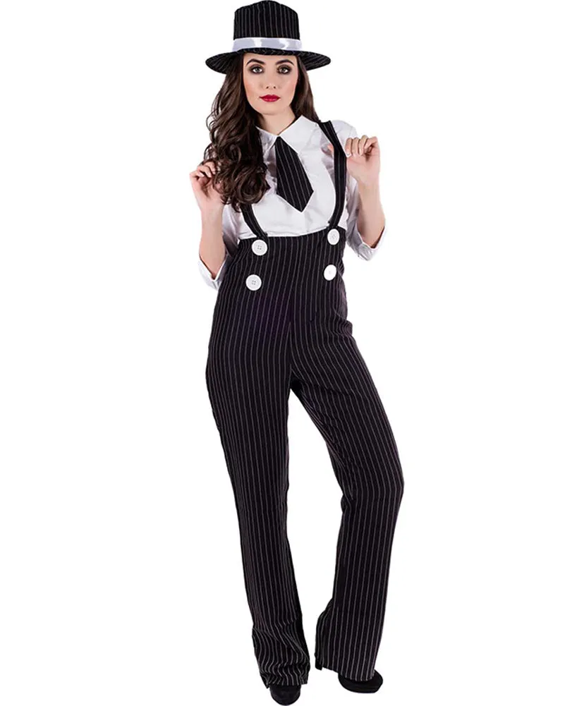 20s Pinstripe Lady Gangster Womens Costume