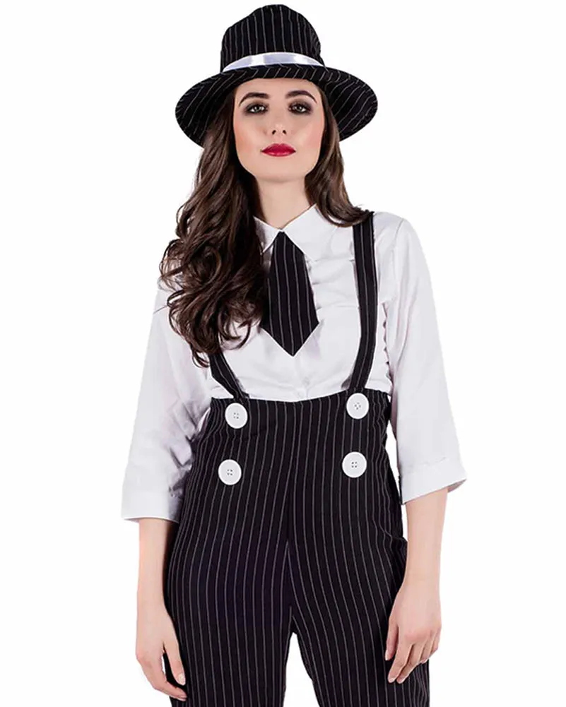 20s Pinstripe Lady Gangster Womens Costume