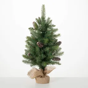 24"H Sullivans Small Pinecone Tree In Burlap, Green