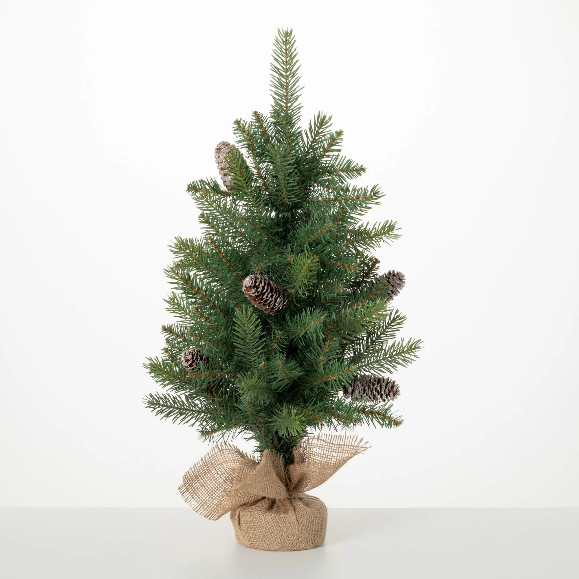 24"H Sullivans Small Pinecone Tree In Burlap, Green