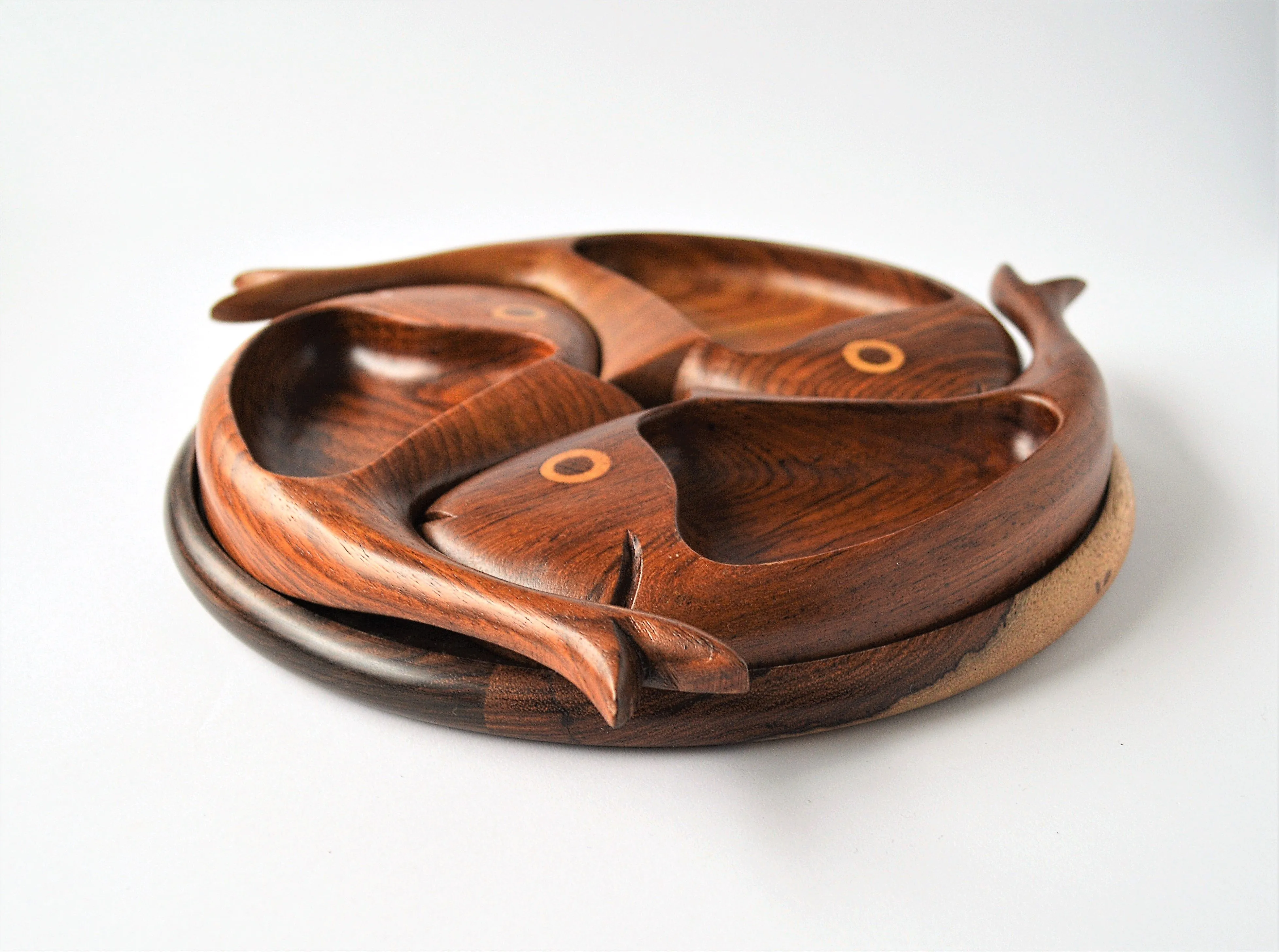 3 fish wooden decor plate, nuts tray, catchall