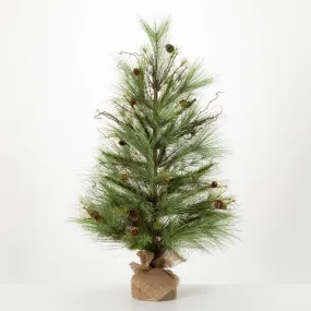 36"H Sullivans Pine Tree With Curling Willow, Green