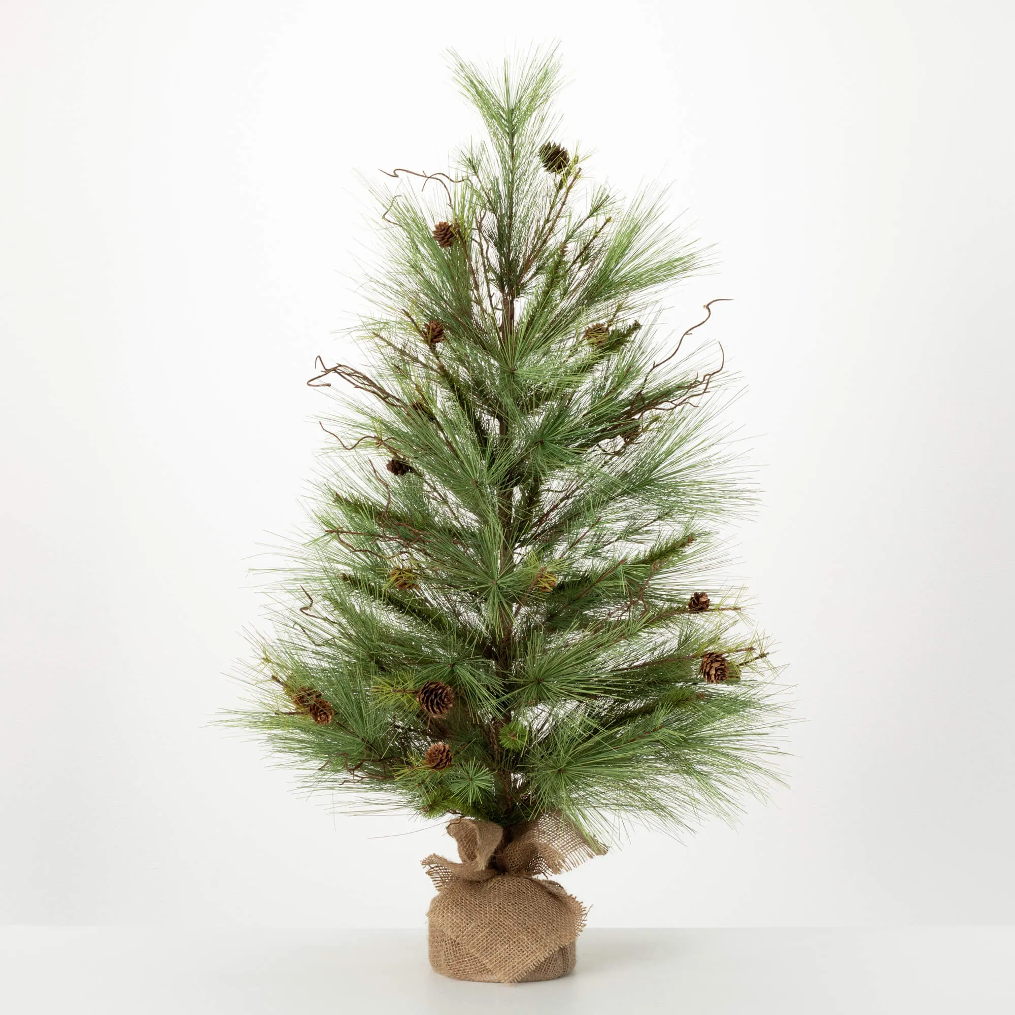 36"H Sullivans Pine Tree With Curling Willow, Green