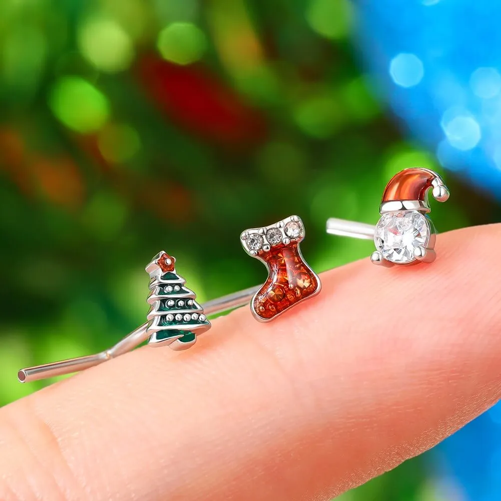 3PCS 20G Christmas L-shaped Nose Studs