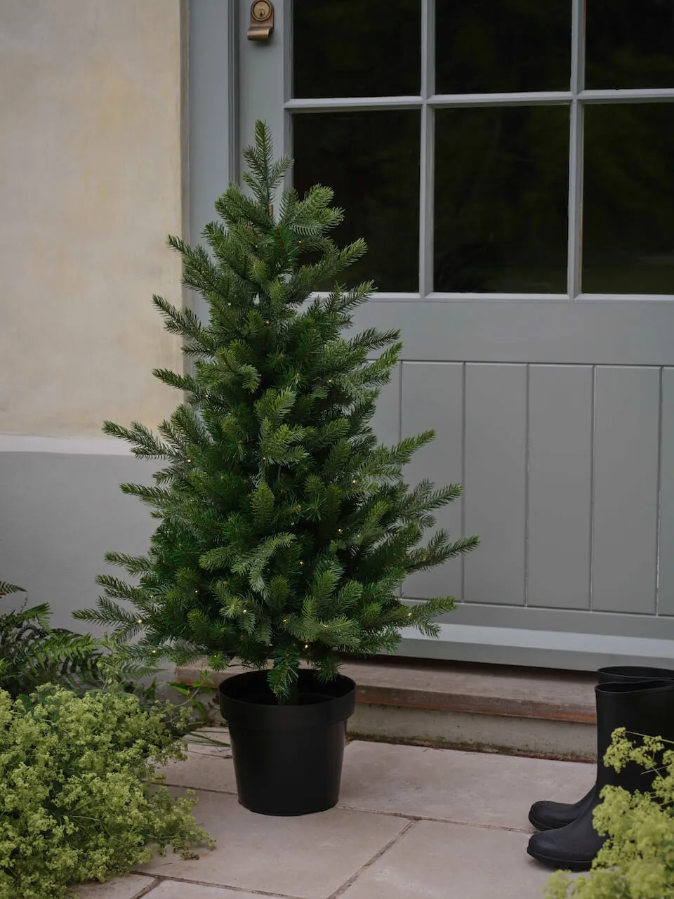 4ft Pre-lit Grand Fir Indoor/Outdoor Potted Artificial Christmas Tree