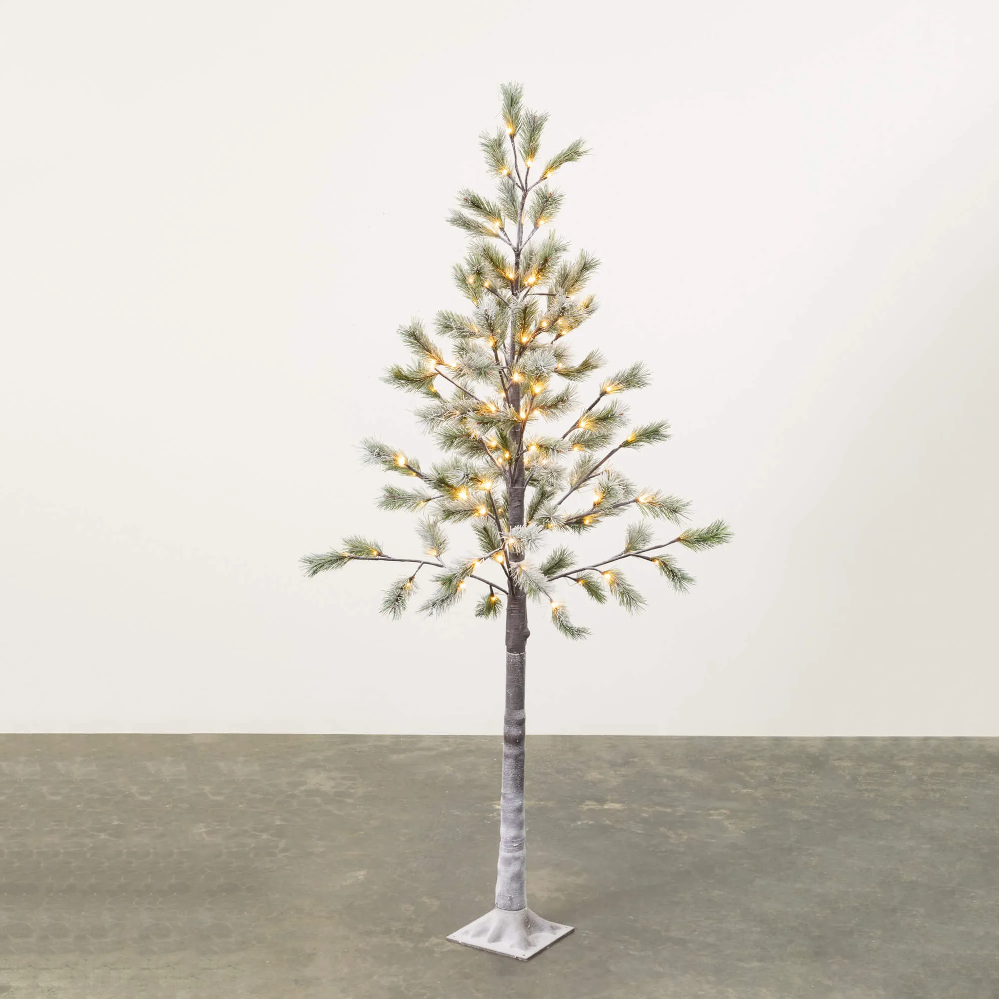 6' Sullivans Lit Snowy Pruned Pine Tree, Multicolored