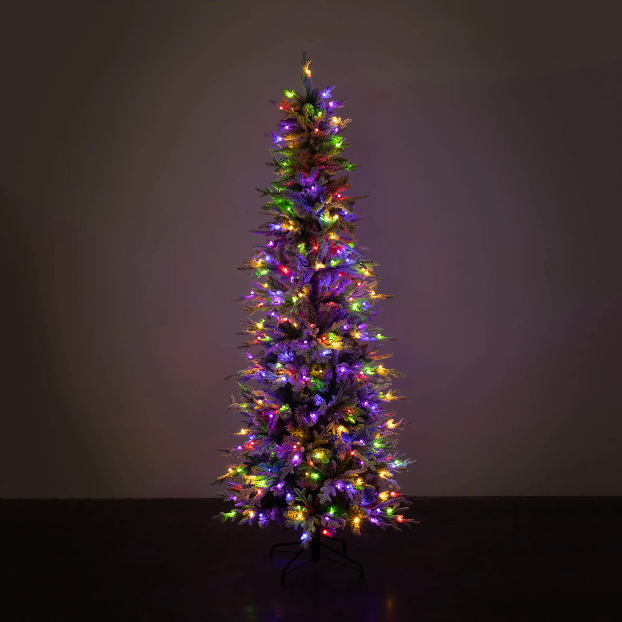 7' Sullivans Lit Slim Flocked Christmas Tree, Green