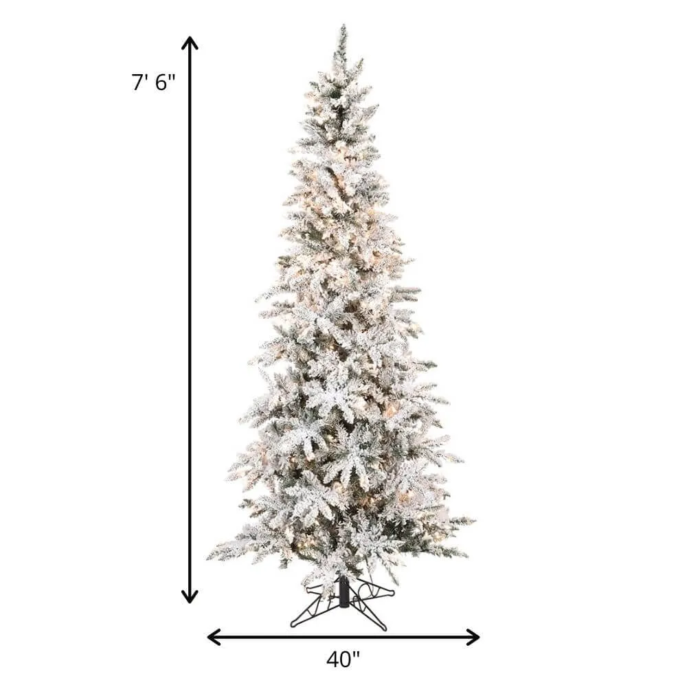 7.6" Slim Flocked Lighted Pine