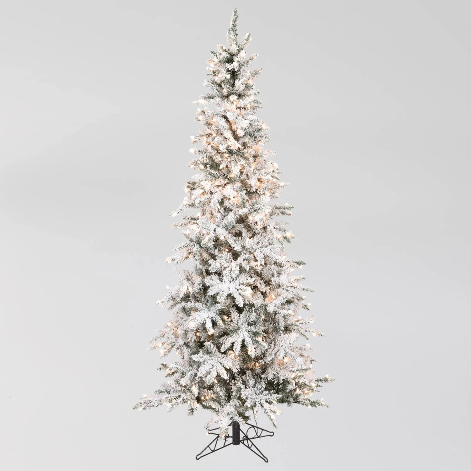 7.6" Slim Flocked Lighted Pine