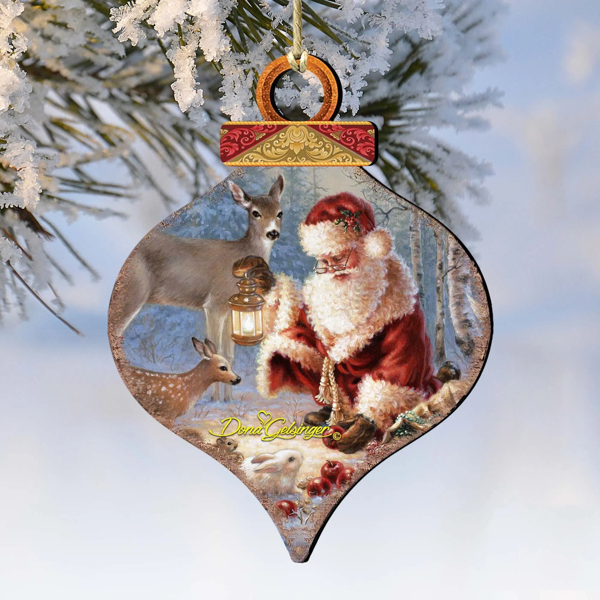 Abundance of Joy Wooden Drop Ornaments by Gelsinger - Christmas Santa and Snowman Decor - 8031125-0104