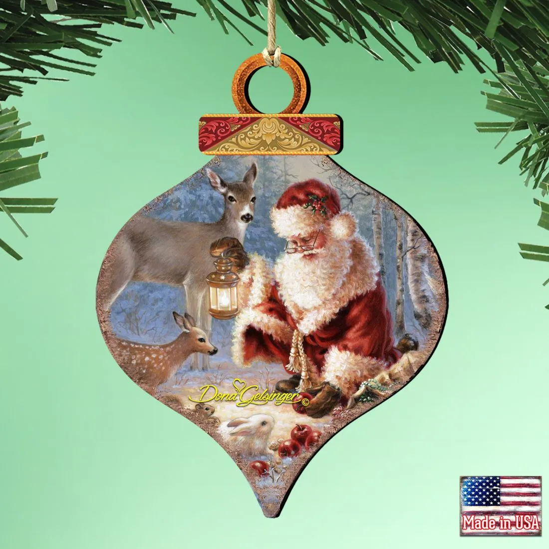 Abundance of Joy Wooden Drop Ornaments by Gelsinger - Christmas Santa and Snowman Decor - 8031125-0104