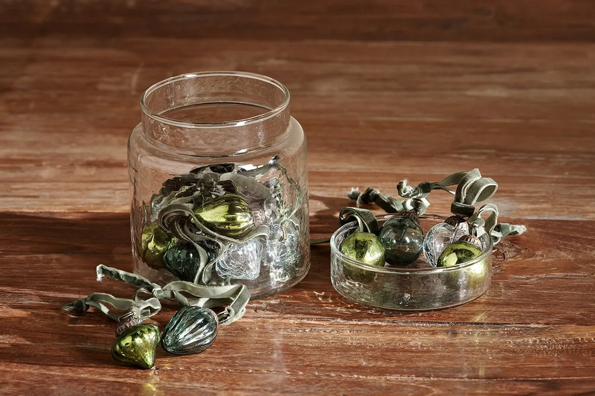 Adisa Bauble Jar - Mixed Green & Clear (Set of 16)