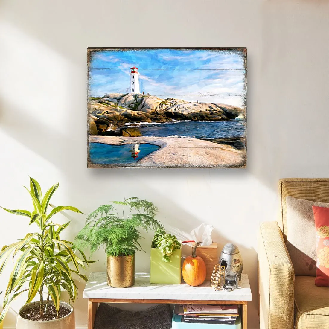 Aditya Lighthouse Bay Wood Wooden Coastal Wall Art by Nature Wonders - Coastal Sea-Life Decor - 95268B