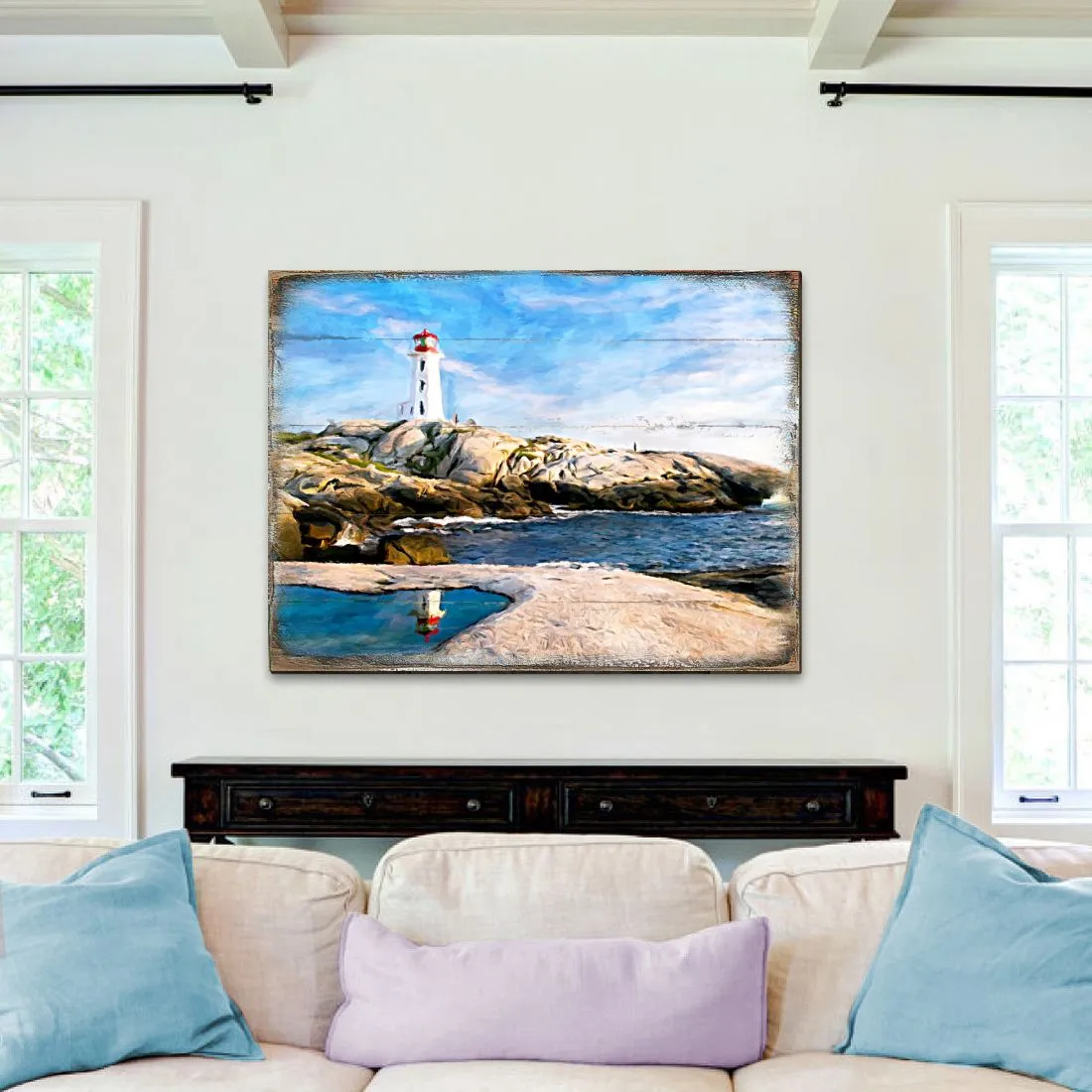 Aditya Lighthouse Bay Wood Wooden Coastal Wall Art by Nature Wonders - Coastal Sea-Life Decor - 95268B