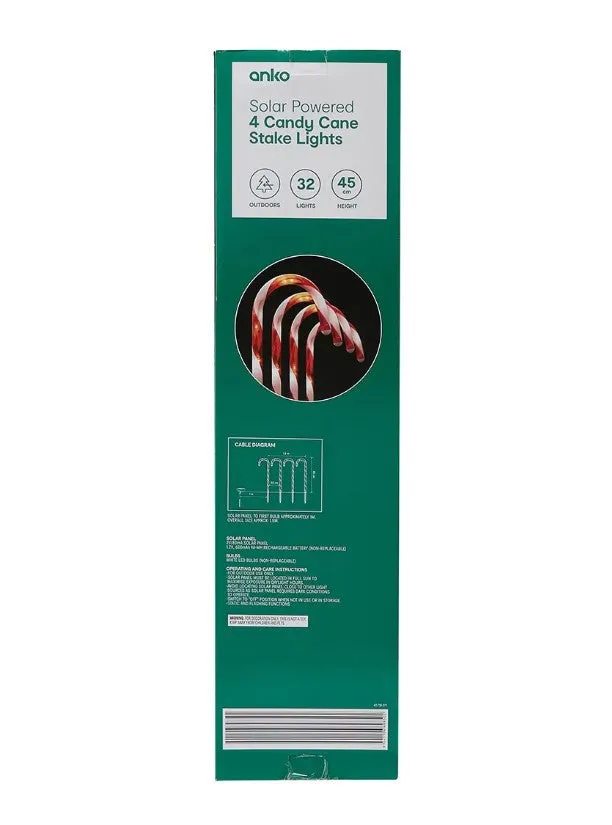 Anko Solar Powered 4 Candy Cane Stake Lights