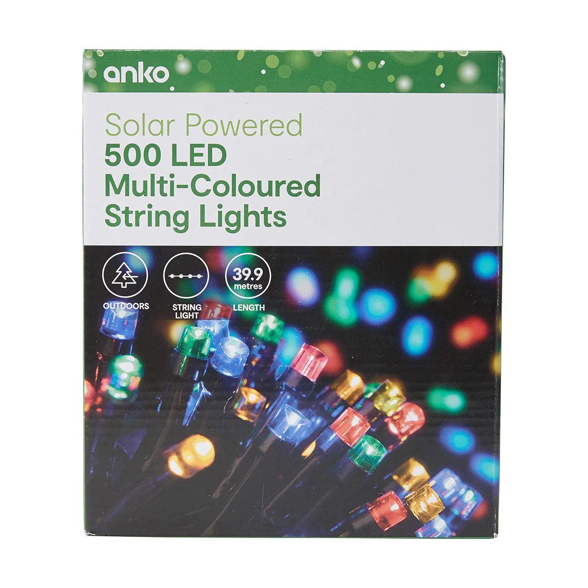 Anko Solar-Powered 500 LED Multi-Coloured Outdoor String Lights for Maximum Efficiency