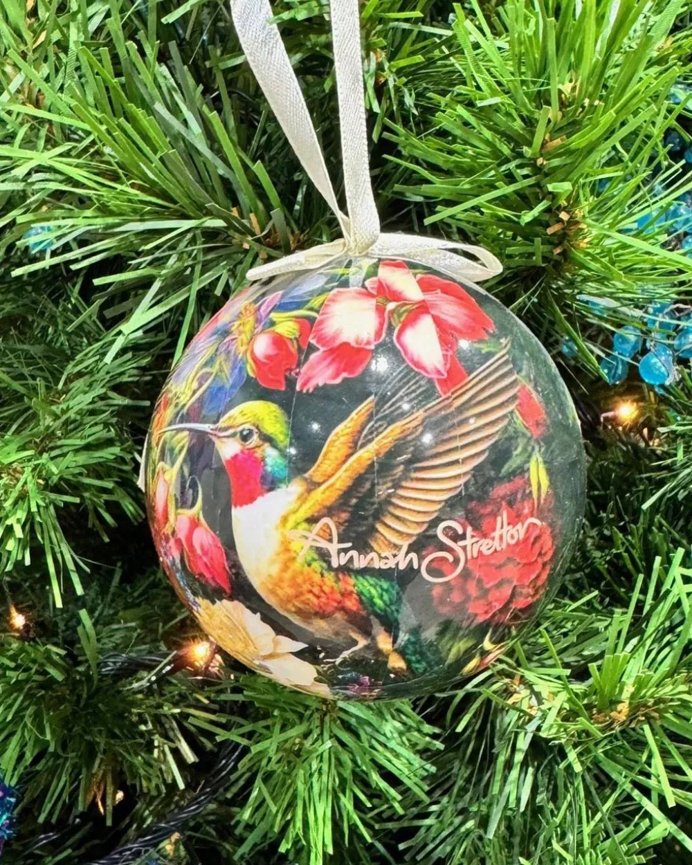 Annah Stretton Xmas Baubles Hummingbird Print