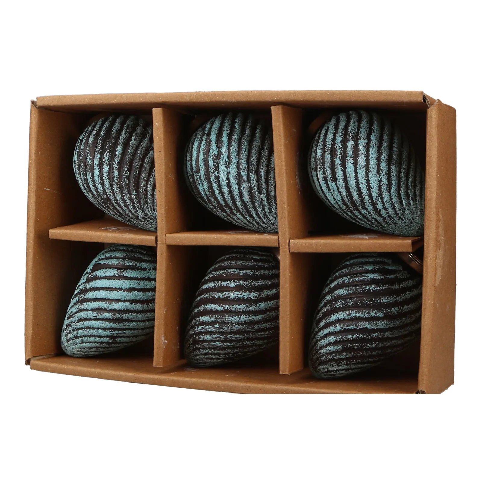 Aqua Glass Bauble Spiral - Box Set of 6