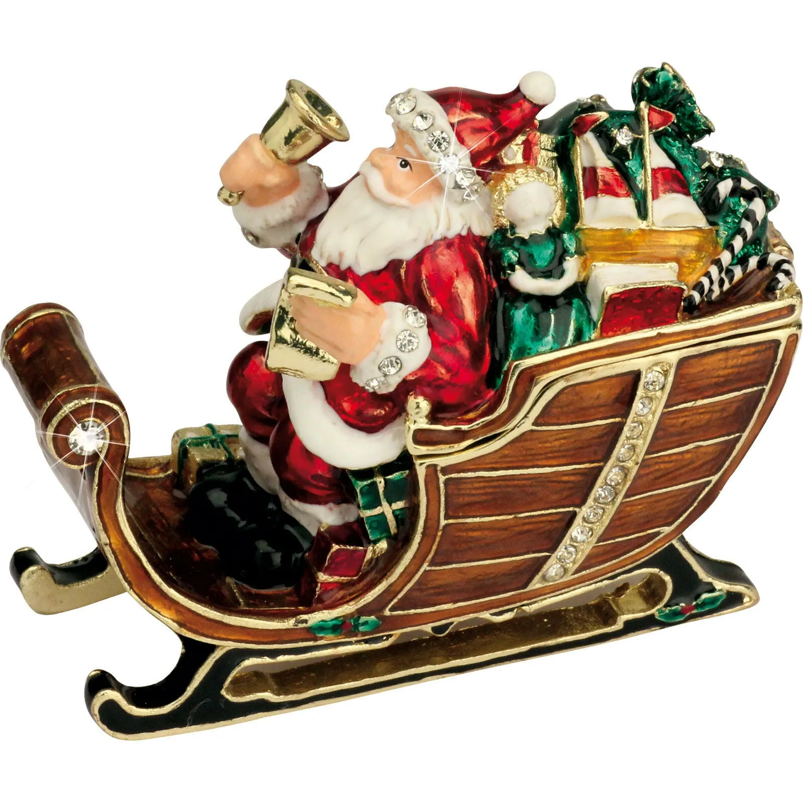 Exquisite Arora Design Craycombe Santas Sleigh Trinket Box with Charming Bells