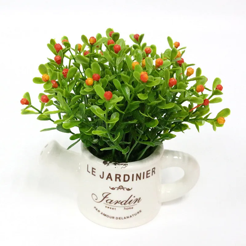 Artificial Plastic Plant with Ceramic Vase