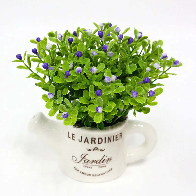 Artificial Plastic Plant with Ceramic Vase