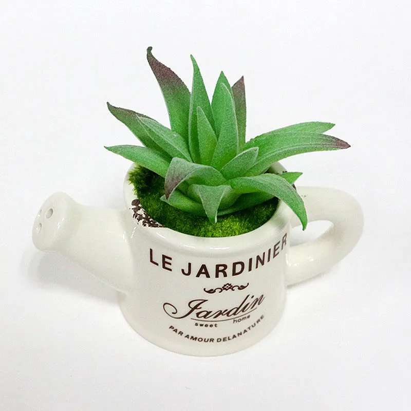 Artificial Plastic Plant with Ceramic Vase