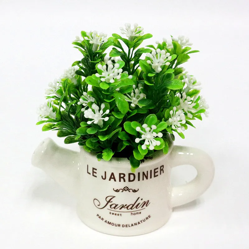 Artificial Plastic Plant with Ceramic Vase