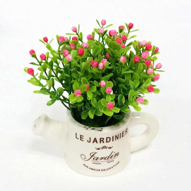 Artificial Plastic Plant with Ceramic Vase