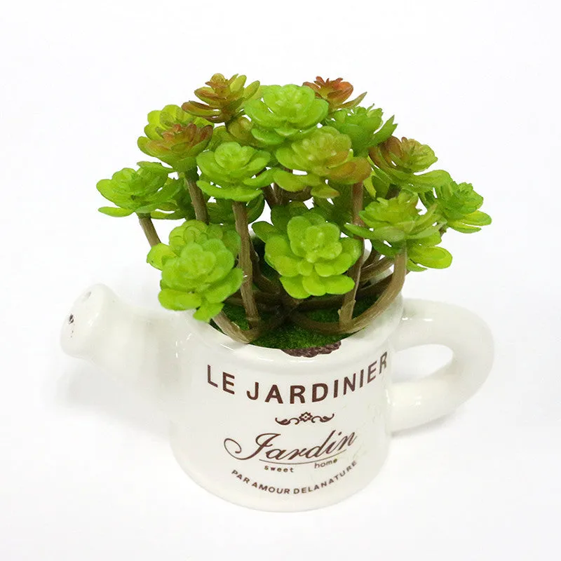 Artificial Plastic Plant with Ceramic Vase