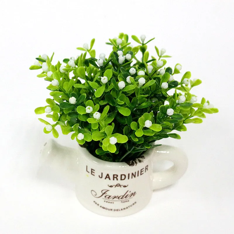 Artificial Plastic Plant with Ceramic Vase