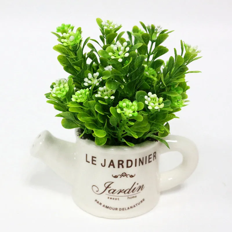 Artificial Plastic Plant with Ceramic Vase