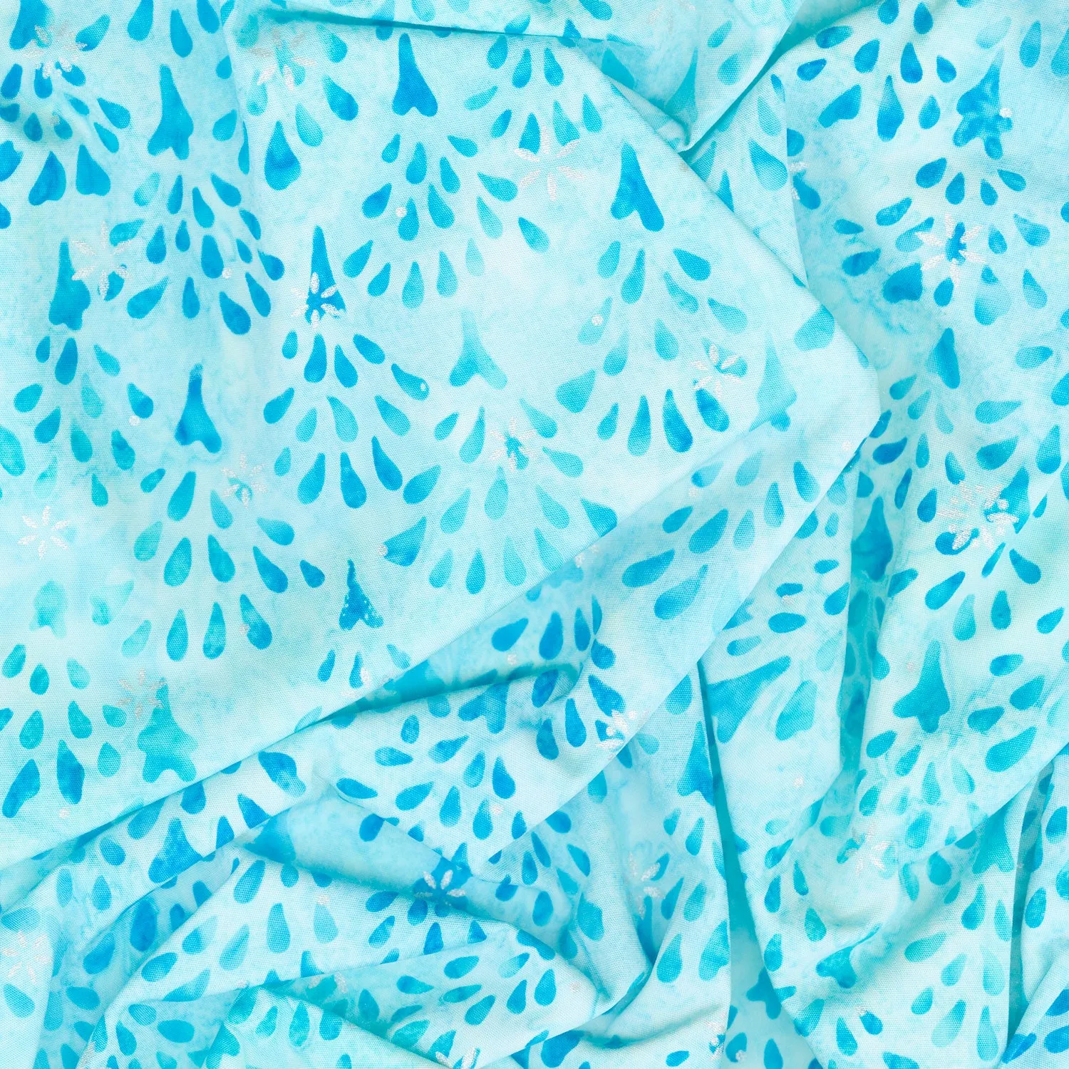 Artisan Batiks - Snowscape Trees Glacier Metallic Yardage