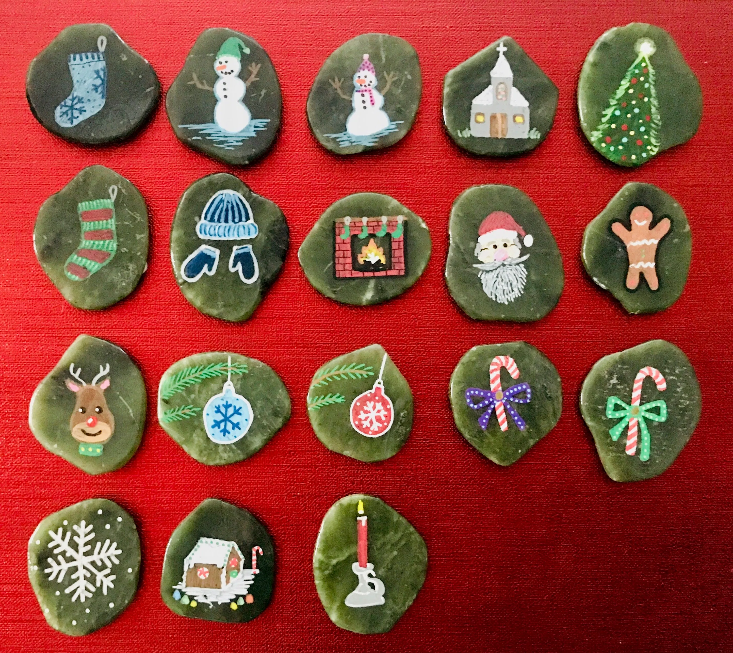 Assorted Christmas Magnets - hand painted in Jade City by Lana Larouche