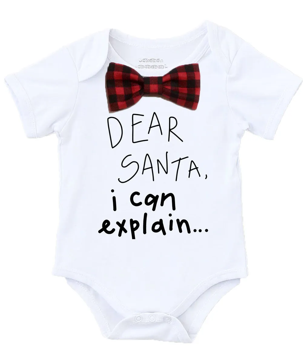 Baby Boy Christmas Outfit Dear Santa I Can Explain Buffalo Plaid