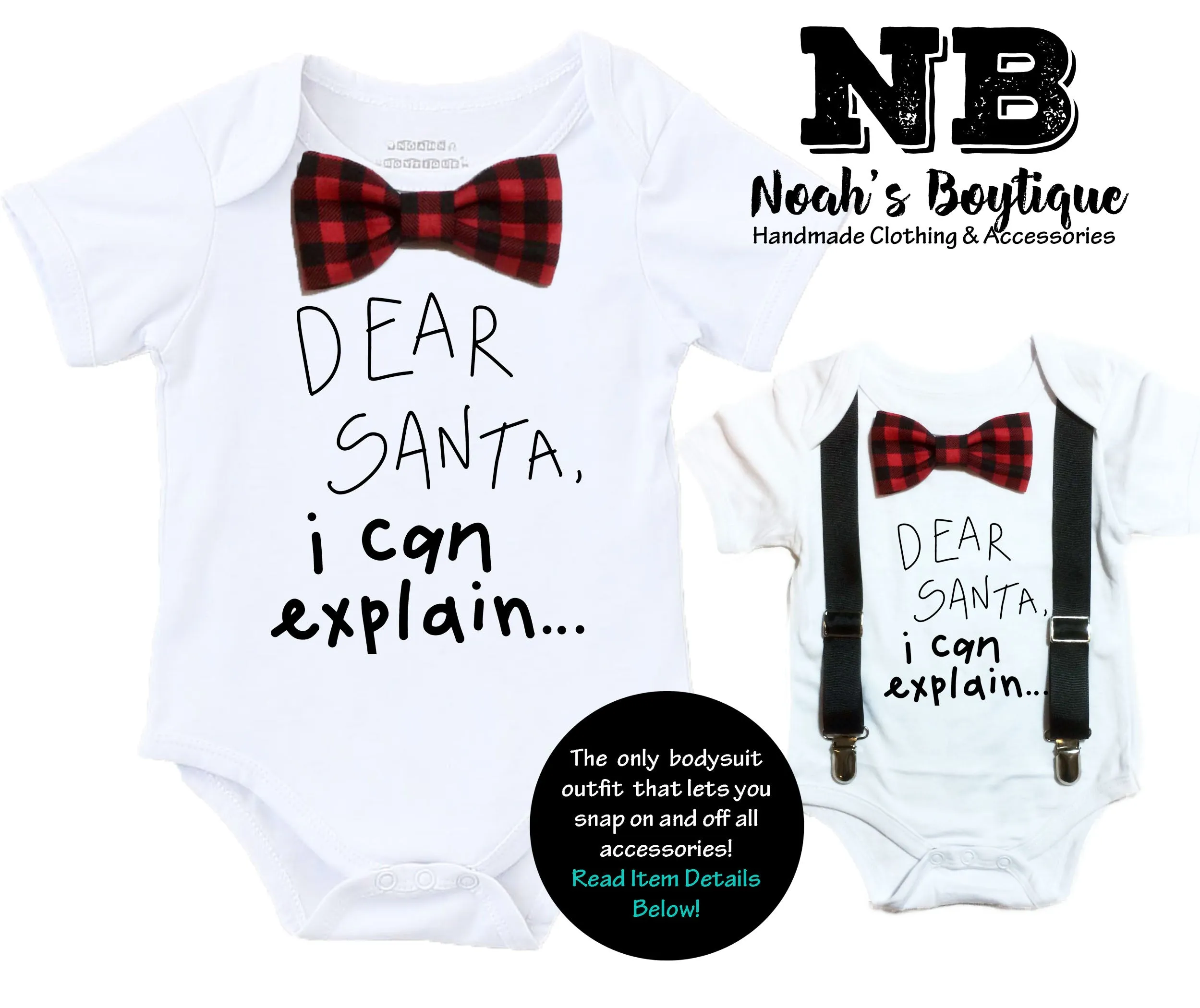 Baby Boy Christmas Outfit Dear Santa I Can Explain Buffalo Plaid