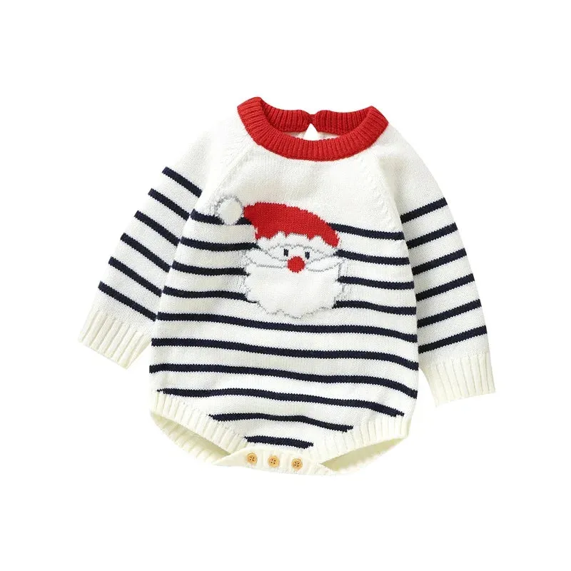 Baby Boy Santa Christmas Deluxe Sweater Romper