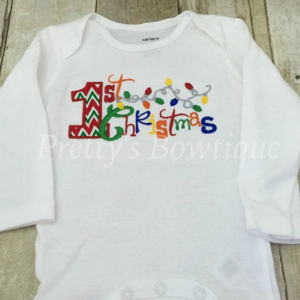 Baby girl or boy My 1st Christmas - First Christmas bodysuit or shirt christmas lights