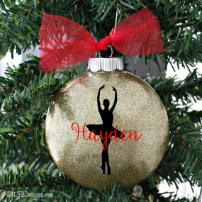 Ballerina Christmas Ornament Personalized Glitter | Dancer Ornament | Personalized Glitter