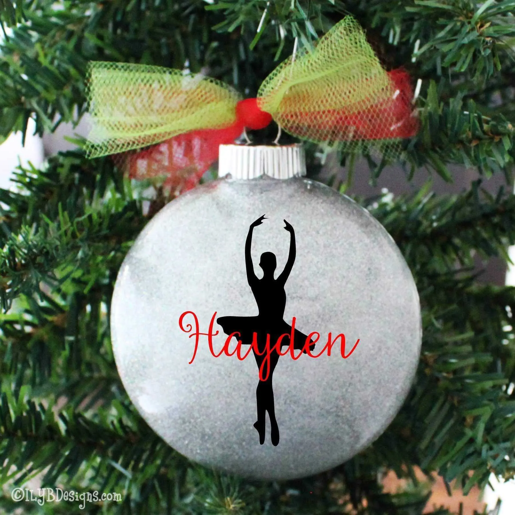 Ballerina Christmas Ornament Personalized Glitter | Dancer Ornament | Personalized Glitter