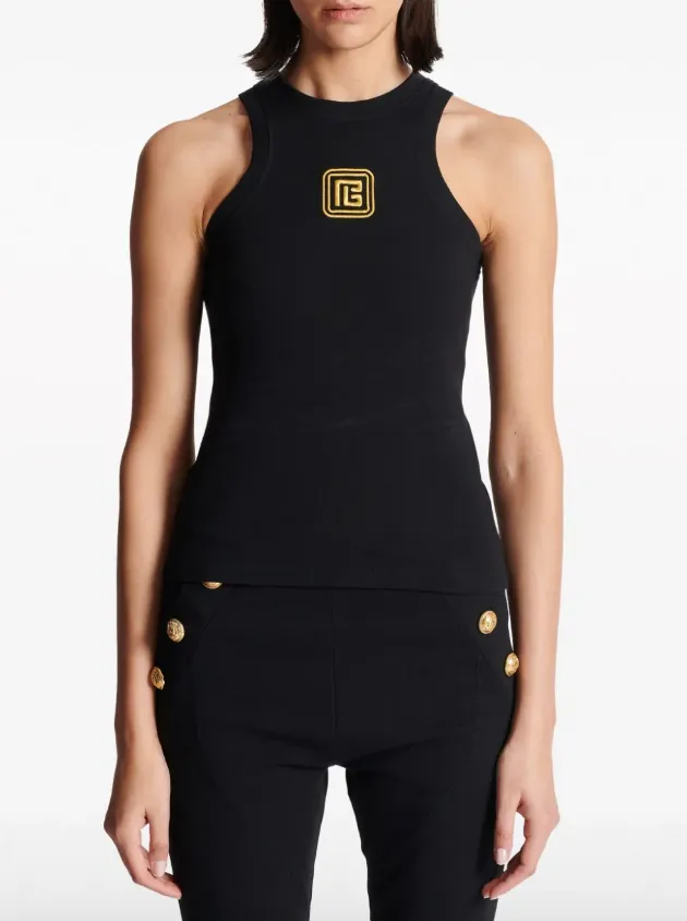 Balmain PB embroidered sleeveless top