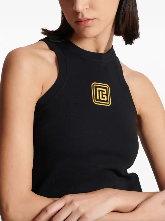 Balmain PB embroidered sleeveless top