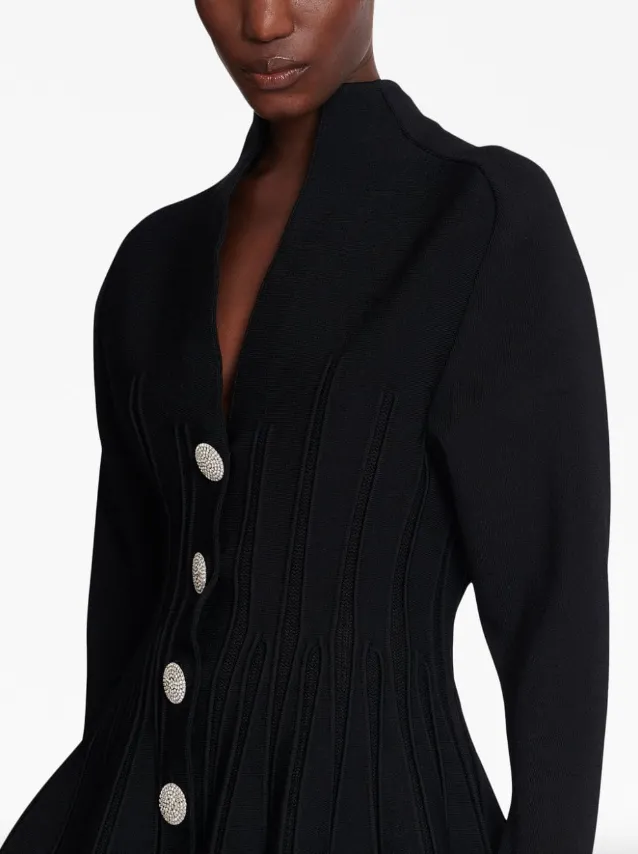 Balmain rib-knit pleated cardigan